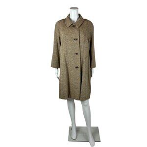 Vintage 60s Tweed Coat Women's Medium Beige Autumnal Colors Wool Overcoat